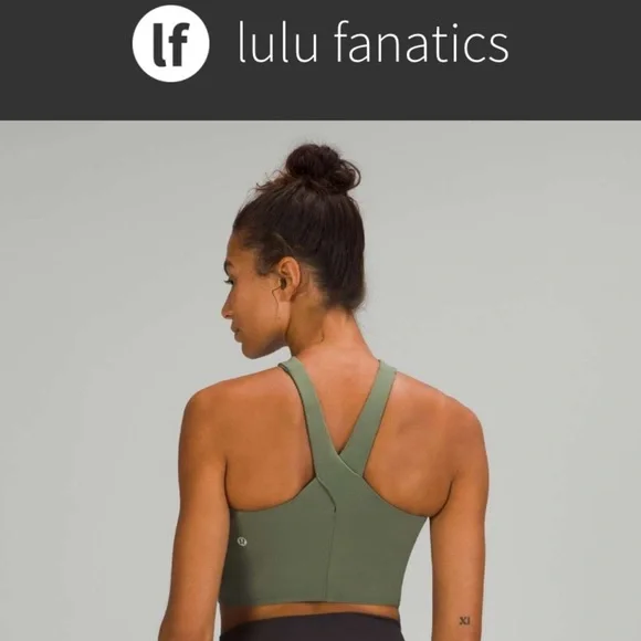 NWT Lululemon Nulu Wrap-Front Longline Bra sz 12 A B Cup Green Twill